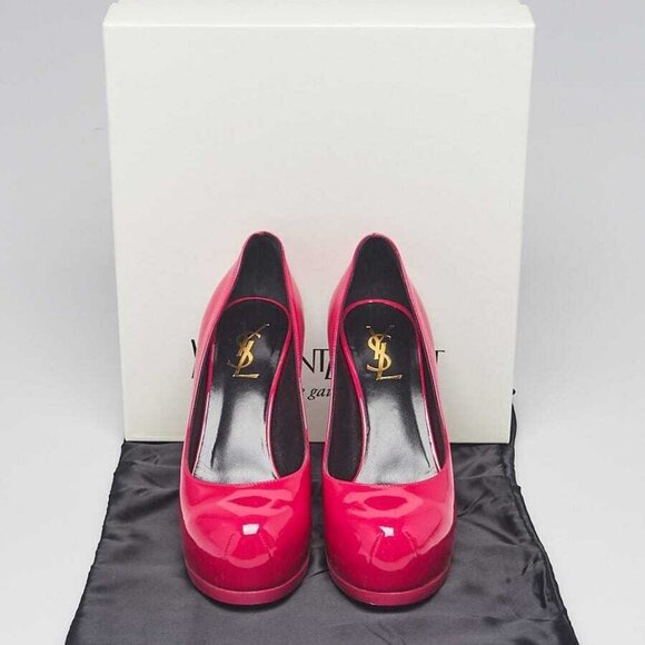 Yves Saint Laurent Fuchsia Patent Leather Tribtoo 105 Pumps Size 5.5/36 - Picture 5 of 5